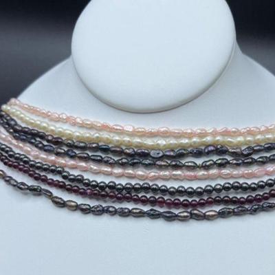 Six Freshwater Pearl Necklaces with Two Beaded Accent Necklaces