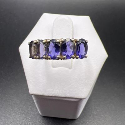 Tanzanite & Sterling Silver 5 Stone Ring (Sz 6)–Stamped 925 Thailand