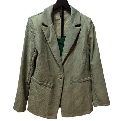 SHEIN Green Corduroy Jacket with Emerald Green Stretch Cami