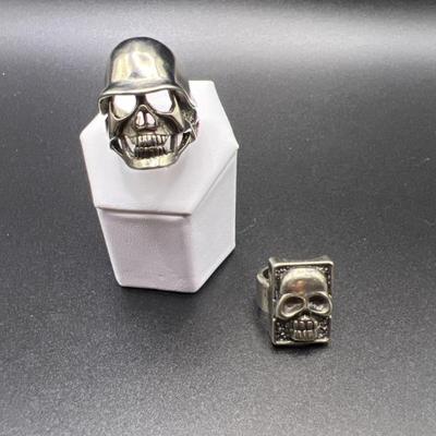 Heavy Metal Skull Ring and Biker Signet Skull Ring