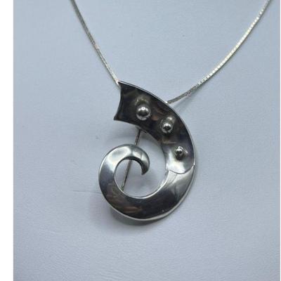 Taxco Modernist Sterling Silver Pendant/Brooch by MR