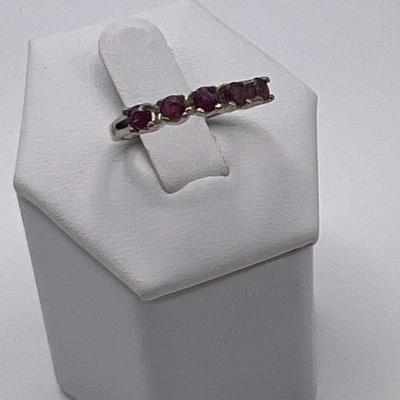 Five‑Stone Ruby Band in Sterling Silver (JED), Size 5