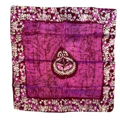 Handspun Pure Silk Batik Style Majenta Scarf - Made in India