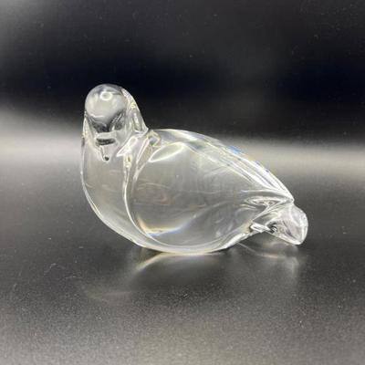 Val Saint‑Lambert Signed Crystal Bird Sculpture – “Des Soiss” Model