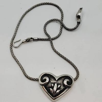 Cynthia Gale Heart Slide Necklace Signed Sterling Silver 925