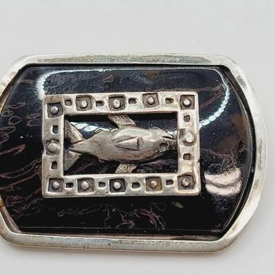 Silver Fish Pin - Artisan Made - Signed "Glicker Sterling" 926 