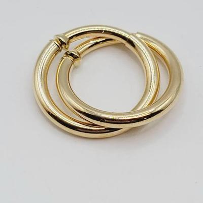 18k Yellow Gold Pressure Clasp Hoop Earrings 750