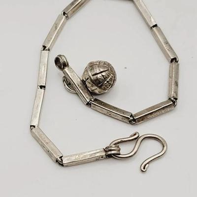 Sterling Block Link Bracelet 925 Silver Vintage 