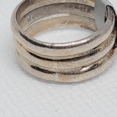 Sterling Triple Stack Ring Sz 6.5 Signed, Can't Read. 