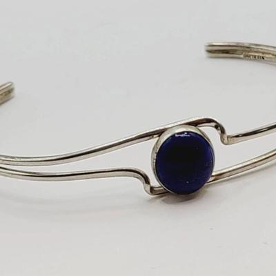 Sterling Lapis Boho Delicate Cuff Bracelet 926 Silver