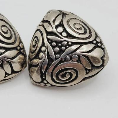 Mary Schubart Signed Sterling Earrings Heavy Silver