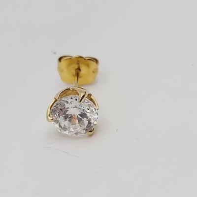 14k Yellow Gold Single Large CZ Stud Earring