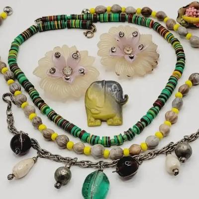 Terrific Textures Colorful Vintage Jewelry Selection - Bright Colors and Tactile Adventures Abound 