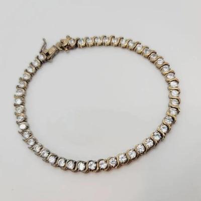 Gold Wash Sterling Cz Tennis Bracelet 925 Silver