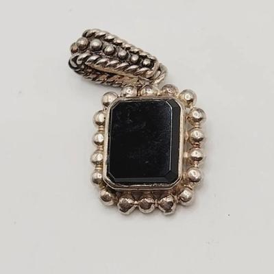 Sterling Onyx Bali Style Pendant 