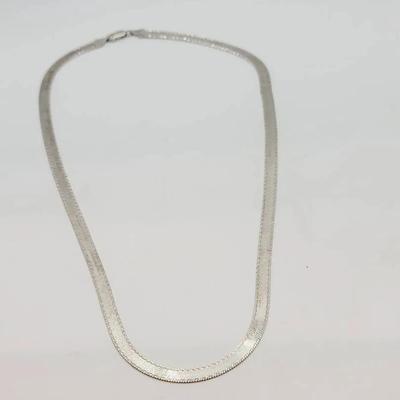 925 Milor Italy Tooled Serpentine Flat Chain Necklace 