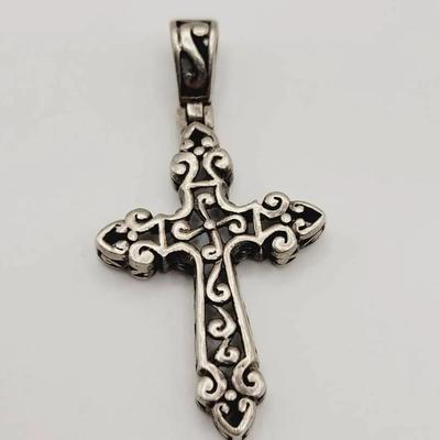 Sterling Scroll Cross Pendant 925 Silver 