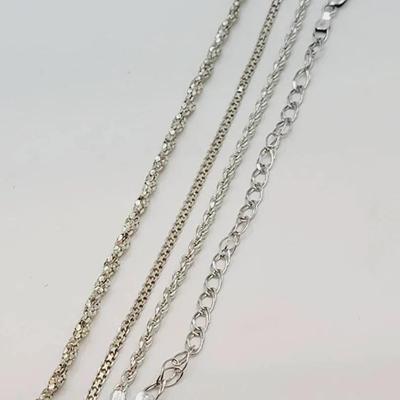 Sterling Chain Bracelets 925 Silver 4 Pc 