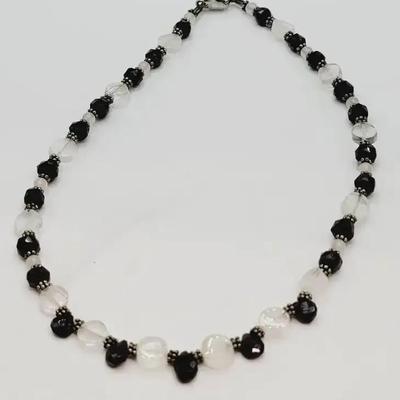 Garnet Quartz and Sterling 925 Necklace 