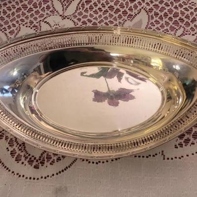 Pierced Oval Sterling Dished Tray Bowl