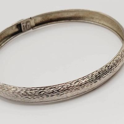 Hammered Texture Bangle Bracelet Italy 925 Silver Vintage