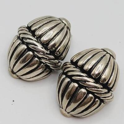 Sterling Clip Earrings 926 Tassel Knot Design Vintage Silver 