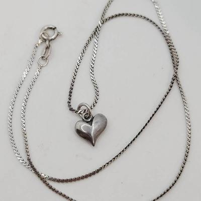 Sweetheart Solid Sterling Silver Heart Charm and Chain