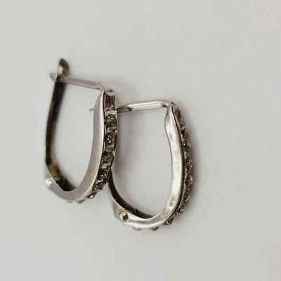10k 375 White Gold Earrings with Clear Stones 