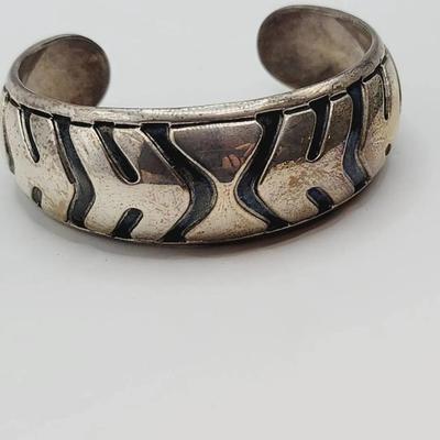 Sterling 925 Mexico Cuff Bracelet Solid Silver