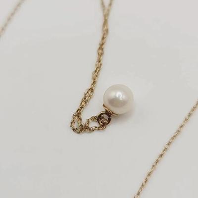 14k Yellow Gold Pearl Necklace 
