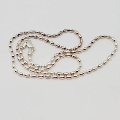Oval Ball Chain Sterling Silver Necklace 925