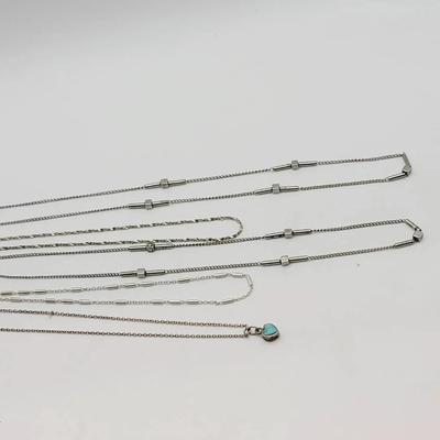 Sterling Necklaces and Anklets Lot 5pc 925 Silver