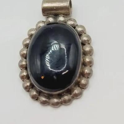 Mexico Sterling and Onyx Pendant 925 Silver