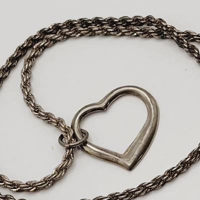 Heart Pendant Necklace and Twist Chain Sterling 925 Silver