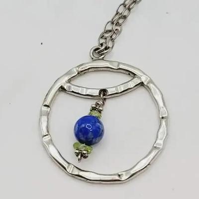 Boho Necklace 925 Sterling Silver with Glass Bead