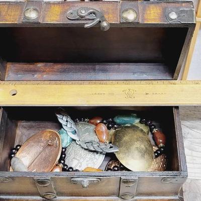 Viking Treasure Chest Lot of Pins And Beads