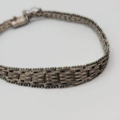 Basket Weave Sterling 925 Bracelet Vintage Silver Italy