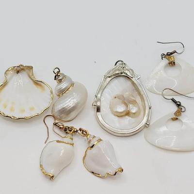 Mother of Pearl Shell Pendants and Earrings 