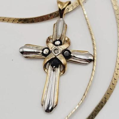 Sterling Vermeil Cross Pendant Necklace with Chain 