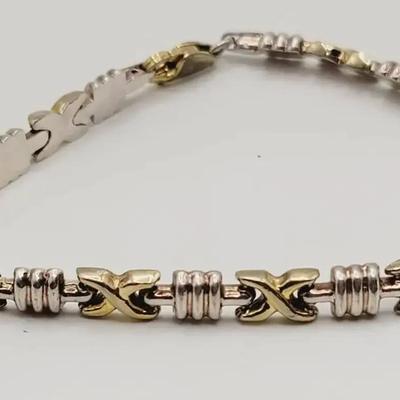Sterling and Gold Vermeil Link Bracelet 925 Silver