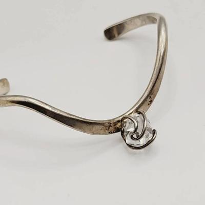 Sterling Artisan Bracelet 925 Silver Clear Crystal Stone
