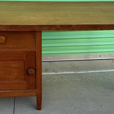 Antique Oak Single-Drawer Writing Desk / Work Table