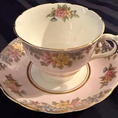 Vintage Colclough Bone China Teacup & Saucer – Pink Floral – England