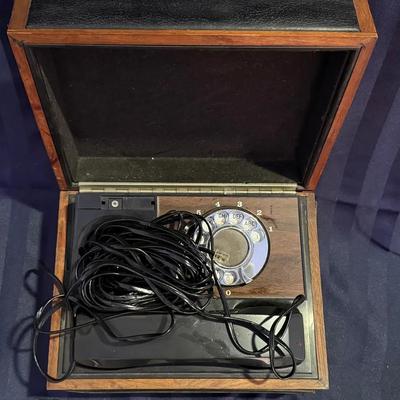 Vintage Wooden Rotary Telephone Box – Mid-Century Desk Phone Case