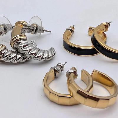 Sale Photo Thumbnail #52: Three Pairs of Vintage Hoop Pierced Earrings