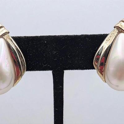 Sale Photo Thumbnail #54: Majorica Imitation Pearl and Sterling Earrings