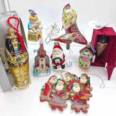 Sale Photo Thumbnail #235: Blown Glass and Wood Christmas Ornaments | Kurt S Adler Sarcophagus | Mouth Blown Glass Santa & More