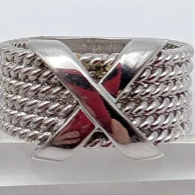 Sale Photo Thumbnail #25: "Tiffany" Inspired 925FAS Sterling X Cable Ring Size 6