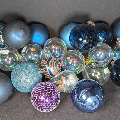Sale Photo Thumbnail #241: Christmas Ball Ornaments Lot | Blue | Iridescent | Glitter & More