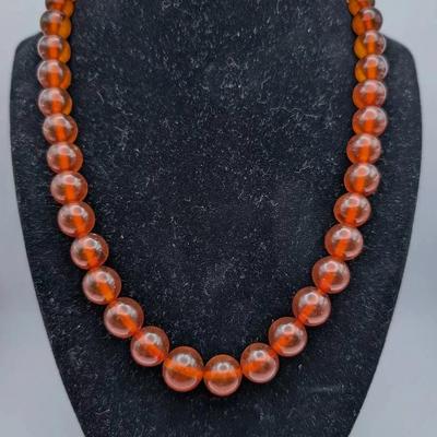 Sale Photo Thumbnail #51: Amber Bead Necklace with Gold Filled Clasp